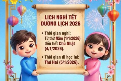Thông báo nghỉ học Tết Dương Lịch năm 2026