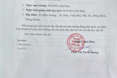 THÔNG BÁO LỊCH TỰU TRƯỜNG VÀ KHAI GIẢNG NĂM HỌC 2025-2026